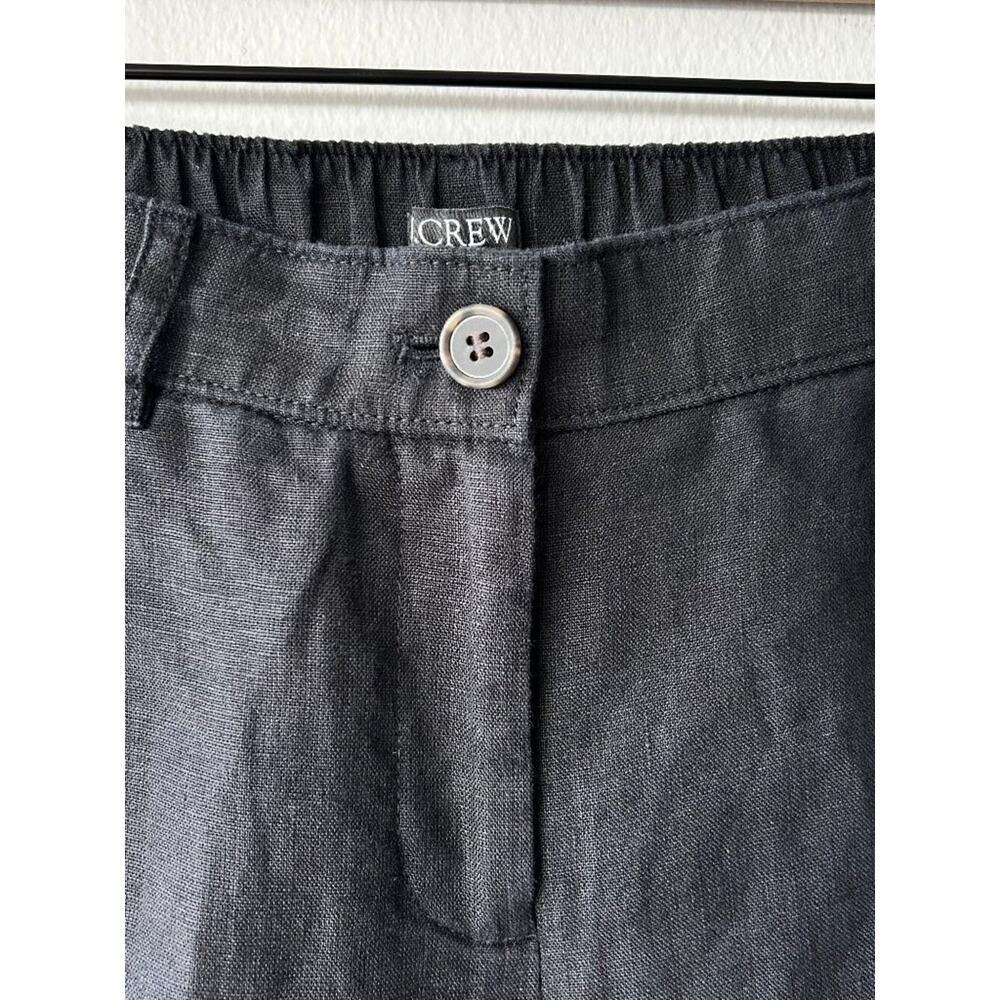 J.Crew Re-Imagined 100% Linen Wide Leg Cropped Pants Black XSP Petite - Picture 4 of 11